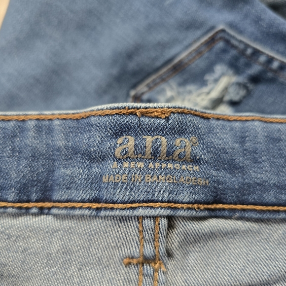 a.n.a Dark Blue Distressed Skinny Jeans - Picture 9 of 11